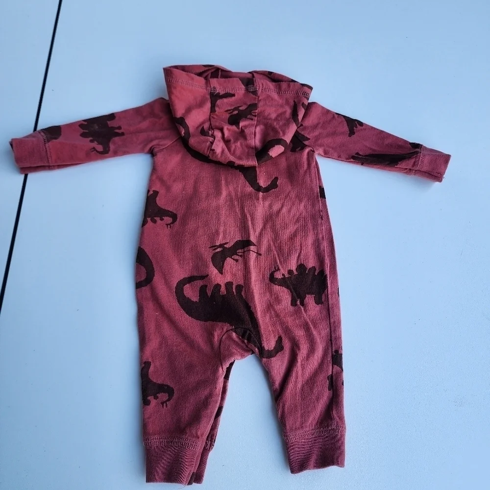 Lot of 3 Carter's Cat Jack NewBorn Baby Long Sleeve Sleepers Footless Red NB